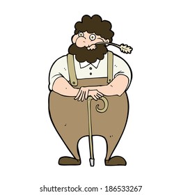 cartoon farmer leaning on walking stick