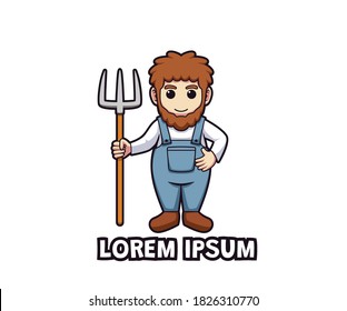 Cartoon Farmer logo design vector illustration