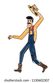 cartoon farmer man icon