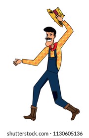 cartoon farmer man icon