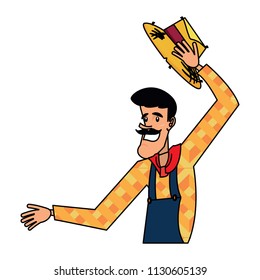 cartoon farmer man icon