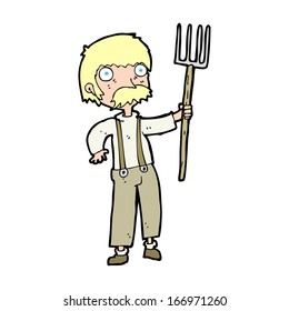 agricultor de dibujos animados con horquilla