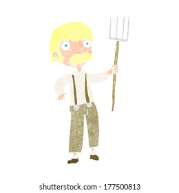 agricultor de dibujos animados con horquilla