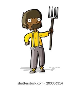 cartoon farmer with pitchfork