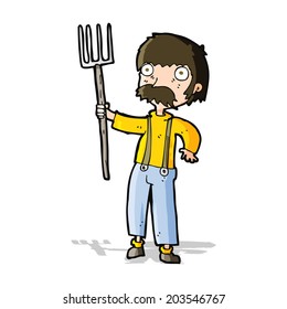 agricultor de dibujos animados con horquilla