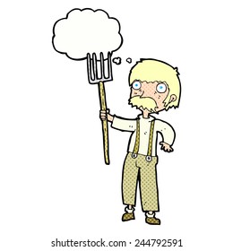 criador de desenhos animados com forquilha com bolha de pensamento
