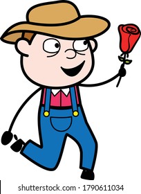 Cartoon Farmer Proposing Vector Illustration