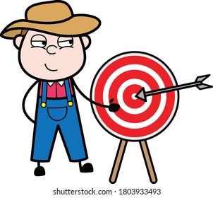 Cartoon Farmer showing dart-board goal