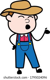 Dibujación de diseño de personajes de vectores de habla de agricultores de dibujos animados