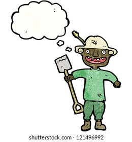 cartoon farmer with thought bubble