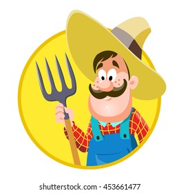 Cartoon farmer. vector illustration on white background