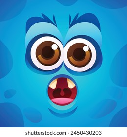 Cartoon fascinated monster character face expression. Vector illustration