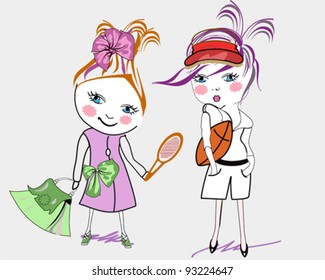 Cartoon fashion kids - sport