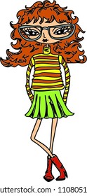 Cartoon fashionable girl