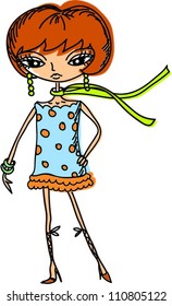 Cartoon fashionable girl