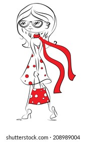 Cartoon fashionable girl