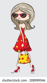 Cartoon fashionable girl