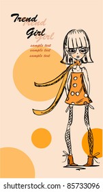 Cartoon fashionable girl