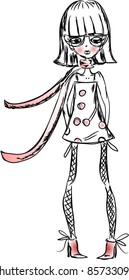 Cartoon fashionable girl