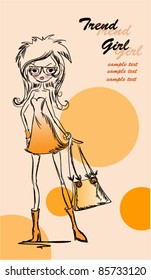 Cartoon fashionable girl