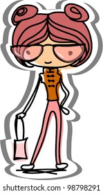 Cartoon fashionable girl
