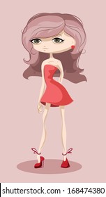 Cartoon fashionable girl, fashion background