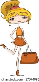 Cartoon fashionable girls