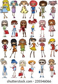 Cartoon fashionable girls 