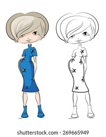 Cartoon fashionable girls 
