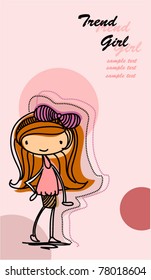 Cartoon fashionable girls