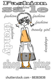 Cartoon fashionable girls