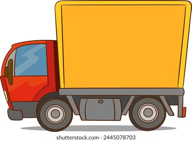 Cartoon fast delivery truck icon isolated on white background. Vector illustration. Flat design.