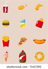 cartoon fast food  icon