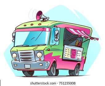 cartoon fast food truck