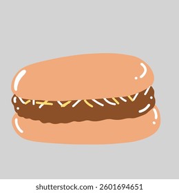 Cartoon fastfood. fried chicken, Hotdog , rice and potatoes