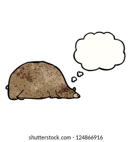 el oso gordo de caricatura con burbuja de pensamiento