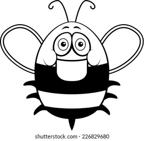 A cartoon fat bee happy and smiling.