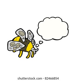 cartoon fat bee thinking