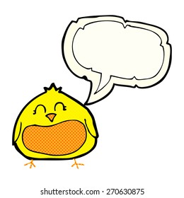 cartoon fat bird with speech bubble