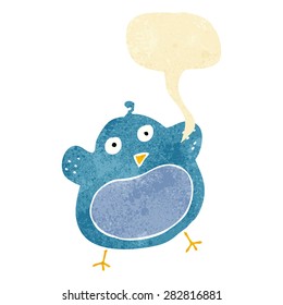 cartoon fat bird with speech bubble