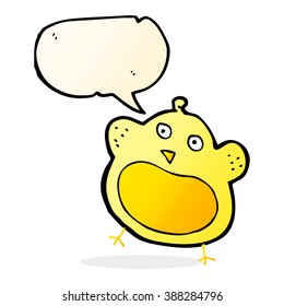 cartoon fat bird with speech bubble