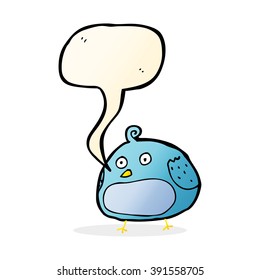 pájaro gordo de caricatura con burbuja de habla