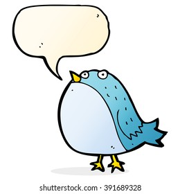 cartoon fat bird with speech bubble