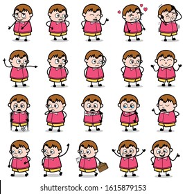 Cartoon Fat Boy Poses Set - Various Concepts Vector illustrations