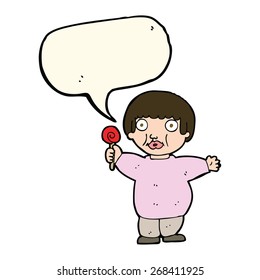 cartoon fat child with speech bubble