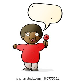 cartoon fat child with speech bubble