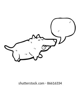 perro gordo de dibujos animados con burbuja de habla