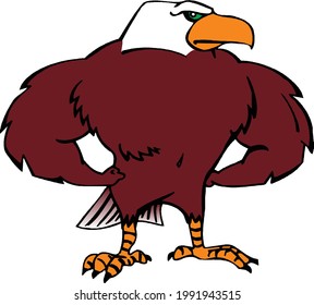 Cartoon Fat Eagle Brown Orange Black