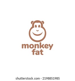 cartoon fat face monkey logo design