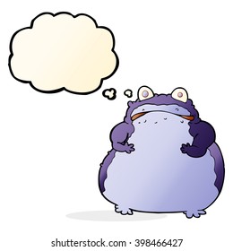 cartoon fat frog with thought bubble